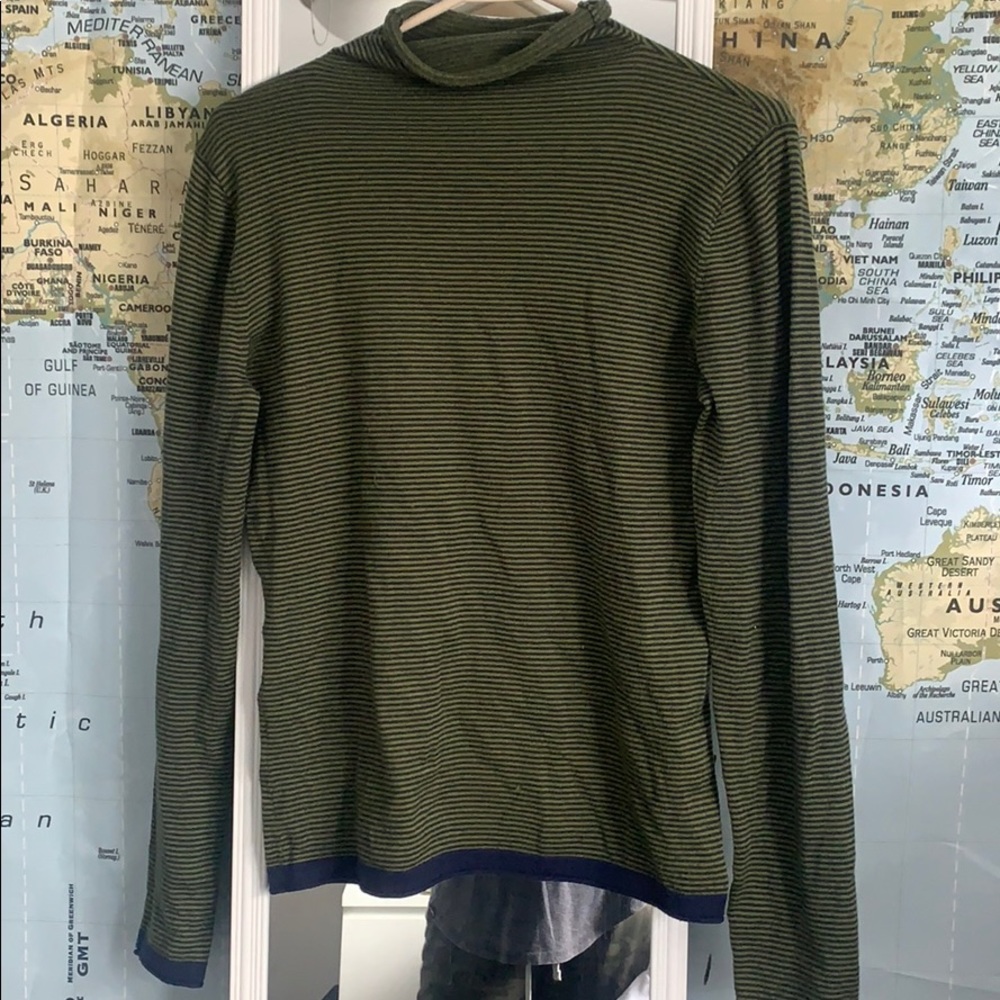 Green and blue stripped title 9 turtle neck top